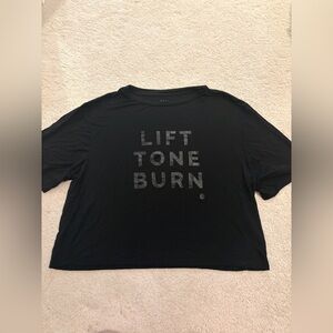 Pure Barre Lift-Tone-Burn Cropped Black Workout T-Shirt Medium